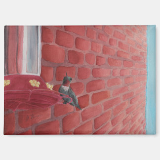 Hummingbird by a Brick Wall: Magnet 3.5"x2.5"