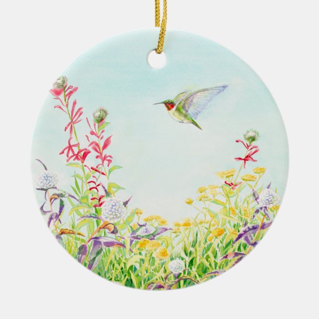 Hummingbird Ceramic Ornament (Front)