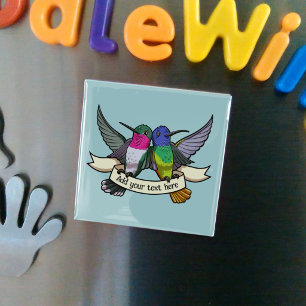 Hummingbird Character Add Your Text Ribbon Artwork Magnet