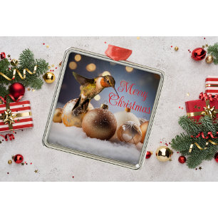 Hummingbird Christmas Card Metal Ornament