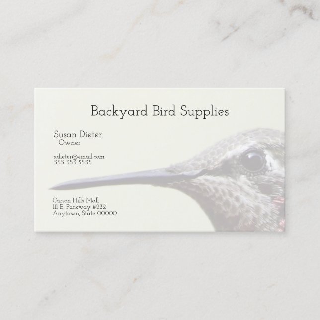 Hummingbird closeup business card (Front)