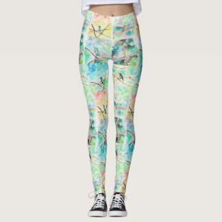 Hummingbird Collection Watercolor Paintings Leggings
