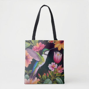 Hummingbird Colourful Floral Tote Bag