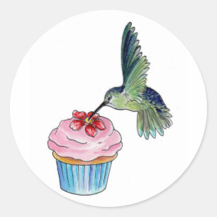 Hummingbird Cupcake Love Classic Round Sticker