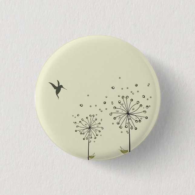 Hummingbird & Dandelion 3 Cm Round Badge (Front)
