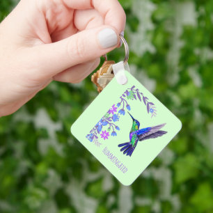 Hummingbird Design Botanical Flowers Bird Lovers Key Ring