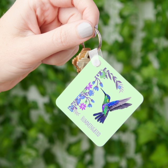 Hummingbird Design Botanical Flowers Bird Lovers Key Ring (Hand)