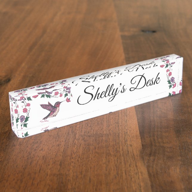 Hummingbird Desk Nameplate (Side)