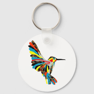 hummingbird drawing key ring
