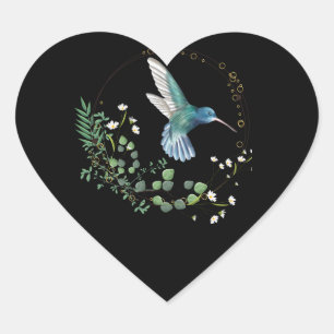 Hummingbird Eisvogel Life Watercolor Runder Aufkle Heart Sticker