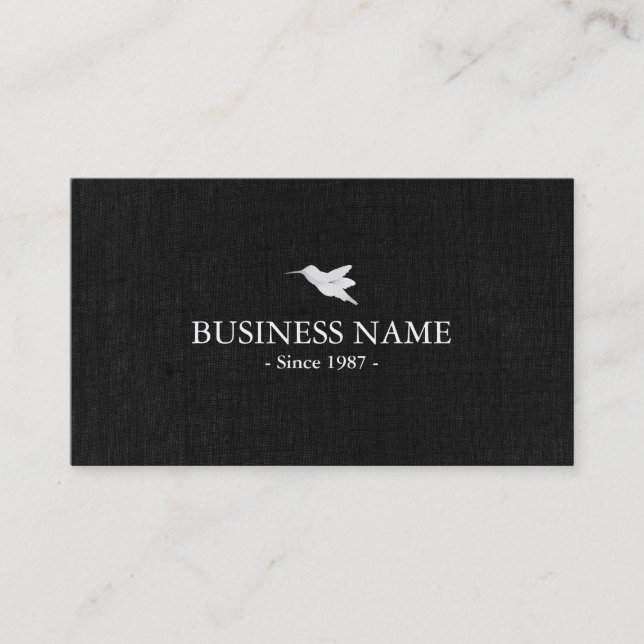 Hummingbird Elegant Dark Linen Business Card (Front)