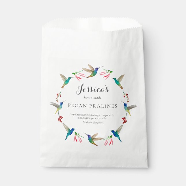 Hummingbird  favour bags (Front)