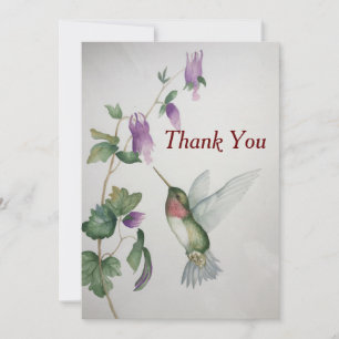 Hummingbird Flat Thank You Note Watercolour Card