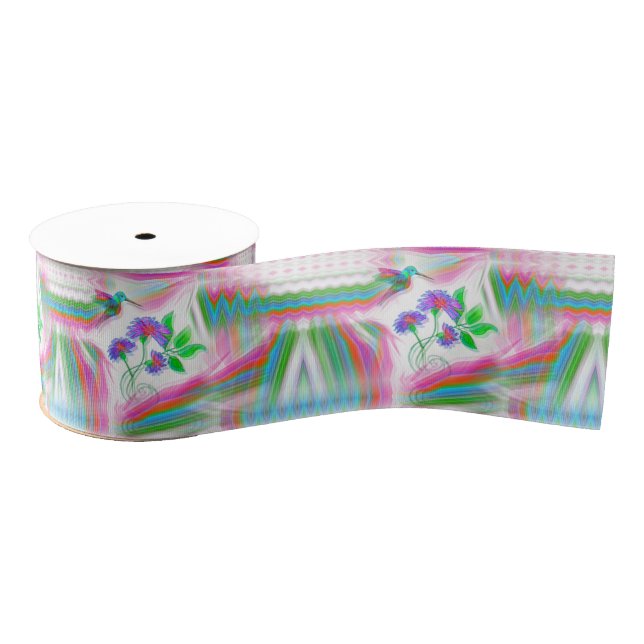 Hummingbird Flight Kaleidoscope Ribbon Grosgrain Ribbon (Spool)