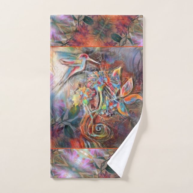 Hummingbird Flight Soft Pastels Art Bath Towel Set (Hand Towel)