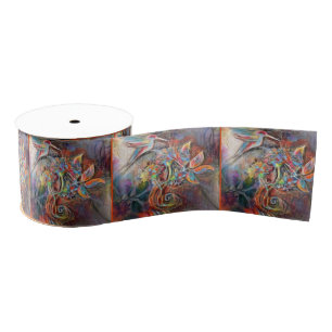 Hummingbird Flight Soft Pastels Art Grosgrain Ribbon
