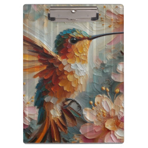 Hummingbird & Floral Art Clipboard – Textured 