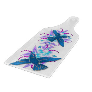 Hummingbird Floral Art Deco Cutting Board