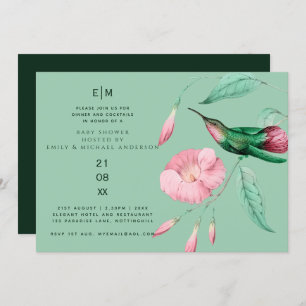 Hummingbird Floral Baby Couples Shower Modern Invitation