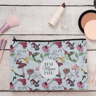 Hummingbird Floral Best Mum Ever Photo Light Blue Accessory Pouch
