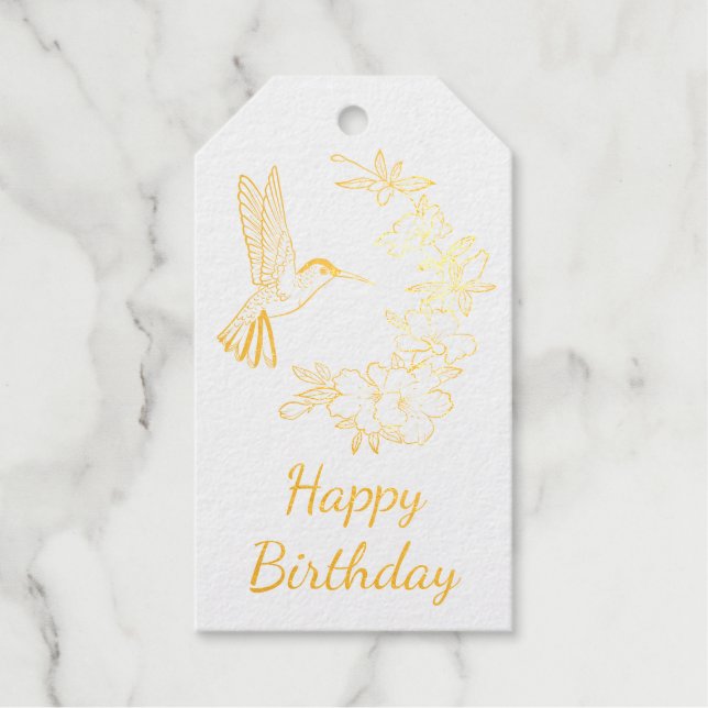 Hummingbird Floral Birthday Gift Tags (Front)