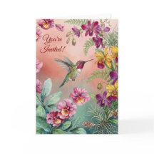 Hummingbird Floral Birthday Party Invitation