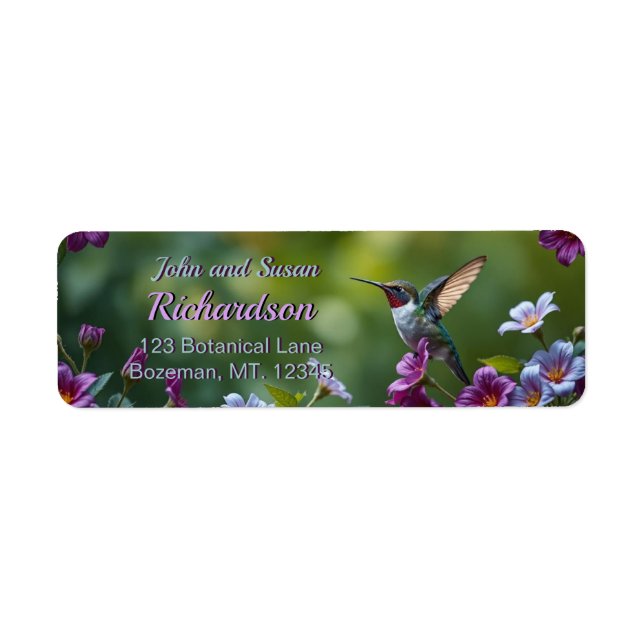Hummingbird Floral Design Return Address Label (Front)