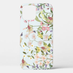Hummingbird Floral Garden Vintage Illustration iPhone 12 Case