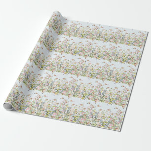 Hummingbird Floral Garden Vintage Illustration Wrapping Paper