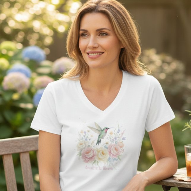 Hummingbird Floral – Mother's Day Gift for her T-Shirt (Inspirational Pastel Floral Hummingbird tshirt
)
