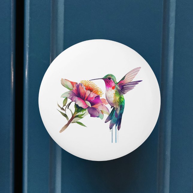 Hummingbird Floral Watercolor Ceramic Knob (Creator Uploaded)