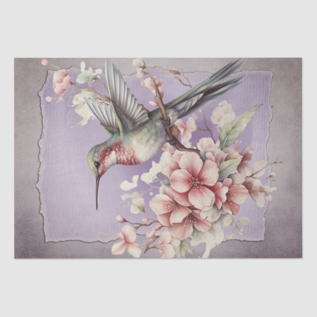 Hummingbird Floral Watercolor Tissue Paper (Front)
