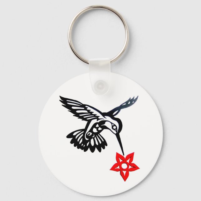 Hummingbird & Flower Edited.jpg Key Ring (Front)