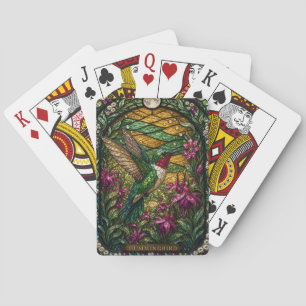 Hummingbird Flower Garden Illumina Stained Glass Playing Cards