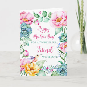 Hummingbird Flowers Friend Happy Mother's Day Card