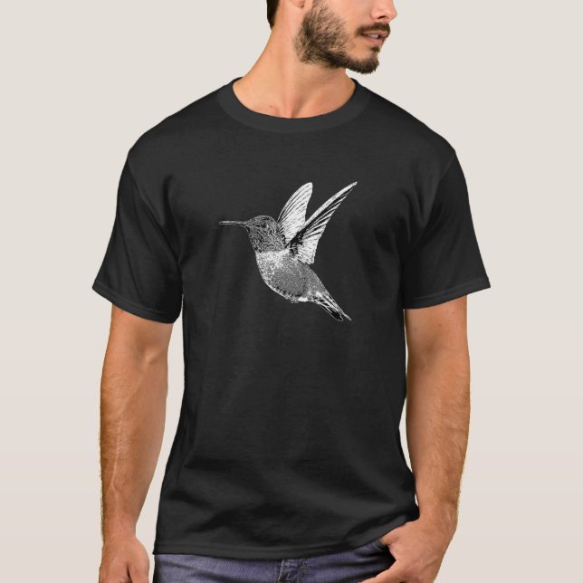 Hummingbird Flying Bird Animalnectar Flower T-Shirt (Front)