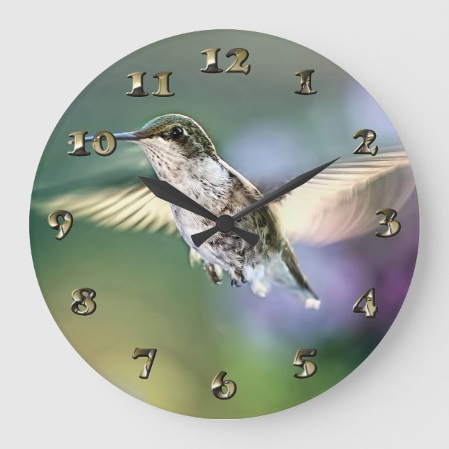 Hummingbird Flying Large Clock (Front)