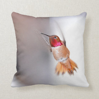 Hummingbird Flying Photo Throw Pillow