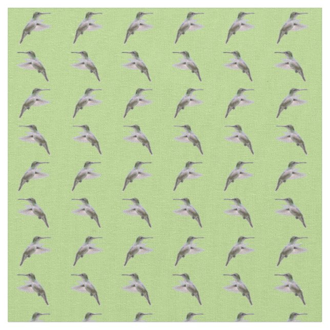 Hummingbird Frenzy Fabric (Light Green) (Close Up)