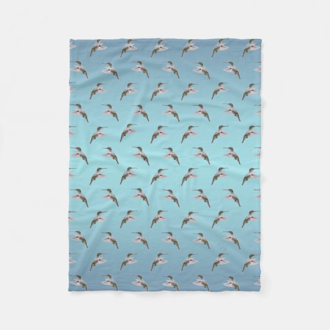 Hummingbird Frenzy Fleece Blanket (Light Blue Mix) (Front)