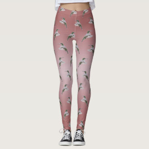 Hummingbird Frenzy Leggings (Dusty Pink Mix)