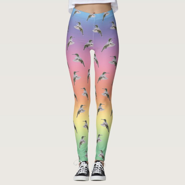 Hummingbird Frenzy Leggings (Rainbow) (Front)