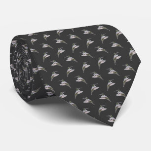 Hummingbird Frenzy Tie (Dark Grey)