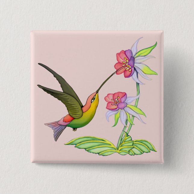 Hummingbird Garden 15 Cm Square Badge (Front)
