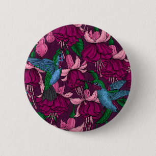 Hummingbird garden 6 cm round badge