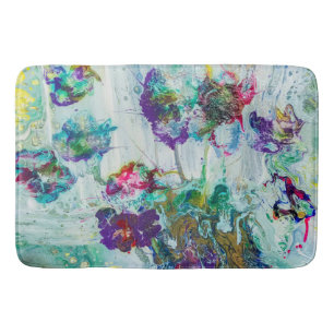 Hummingbird garden abstract painting  bath mat
