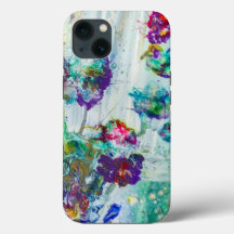 Hummingbird garden abstract painting