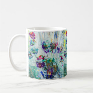 Hummingbird garden abstract painting  coffee mug