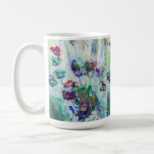 Hummingbird garden abstract painting  coffee mug