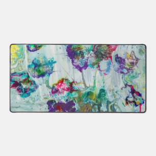 Hummingbird garden abstract painting  desk mat